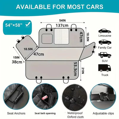 Dog Car Seat Cover for Back Seat Waterproof Pet Travel Dog Carrier Hammock Car Rear Back Seat Protector Mat Safety Carrier